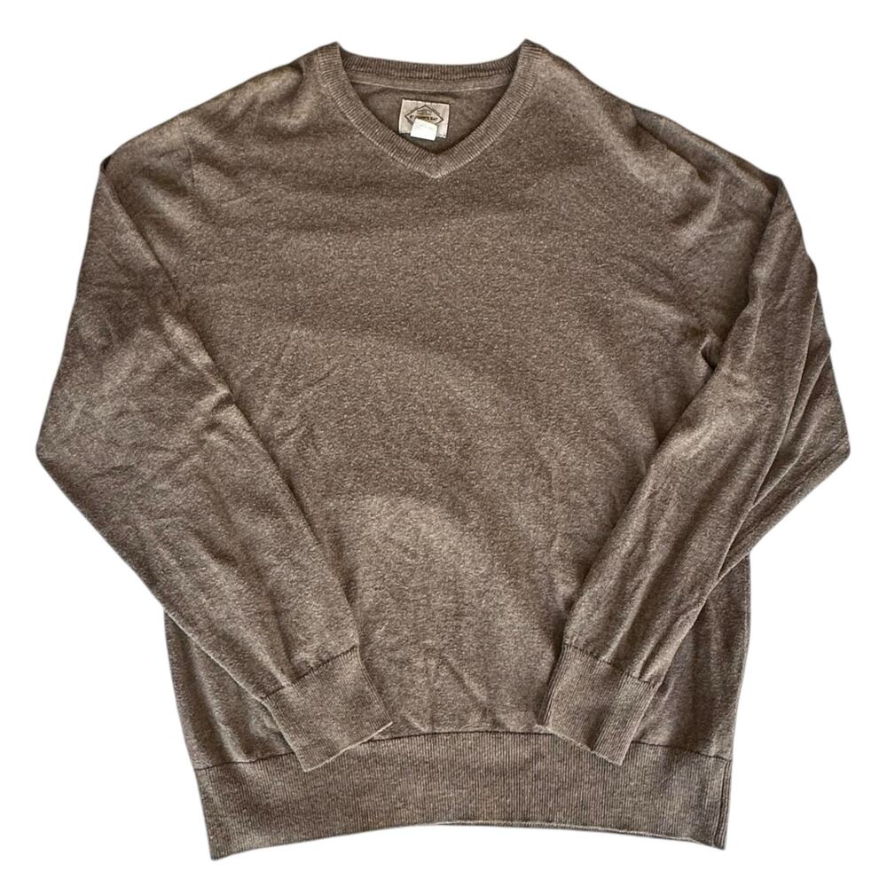 Mens Sweater Size Large Brown Fisherman Hiking Outdoor Classic Preppy Office